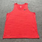 Nike Tank Top Men L Red Reflective Running 648273-647 DRI-FIT Touch Solid
