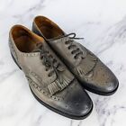 Mike Konos Gray Brogue Wingtip Oxford Dress Shoes Leather Italy Size 11.5