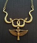 Ouroboros Auryn Snake Necklace Goddess Isis Aset Pendant, Gold/Bronze, Magical!