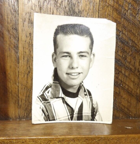 Sale is for a Circa 1950's Snapshot- School Photo-Kid with a Flat Top