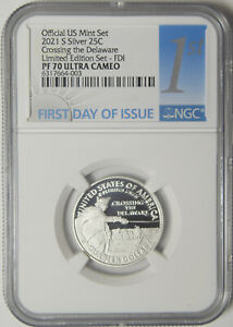 2021-S Crossing The Delaware Silver Quarter NGC PF-70 Ultra Cameo Limited Editio