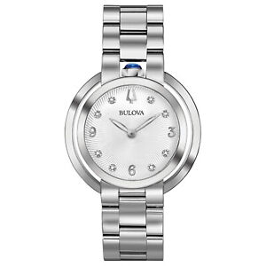 Bulova Women's Quartz Rubaiyat Diamond Accent Sapphire Crystal Watch 35MM 96P184