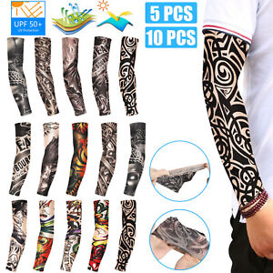 10/5Pcs Tattoo Cooling Arm Sleeves Cover Basketball Golf Sport UV Sun Protection