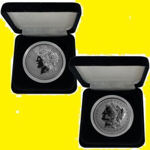 2022 MORGAN & Peace Dollar  2 coins set 2 oz mint 3.5k FIJI W/BOX