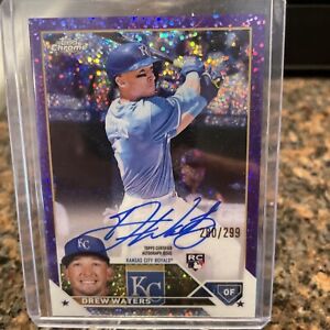 DREW WATERS 2023 TOPPS CHROME ROOKIE PURPLE SPECKLE RC AUTO /299