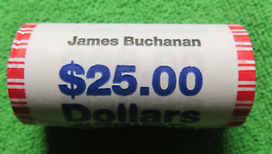 2010 D James Buchanan Unopened 25 Coin Mint Roll Presidential Golden Dollar