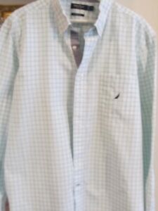 NAUTICA Classic Fit Button Down Long Sleeve Green Shirt Men's Size XL