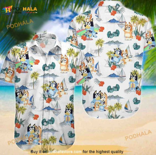 SALE !Bluey And Bingo Hawaiian Shirt Adult & Kid Size