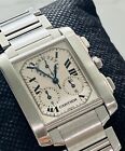 Cartier Tank Francaise 2303 Chronograph Stainless Steel Swiss Quartz Wrist Watch