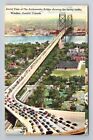 Windsor-Ontario, Aerial View Ambassador Bridge, Antique Vintage Postcard