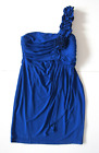 Sweet Storm Blue Stretch Ruched One Shoulder Empire Bodycon Party Prom Dress L