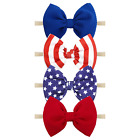 4Th of July Flag Baby Nylon Headbands Bows Red Blue White Star Spangled Hairband