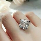 Unique 4CT Asscher Lab-Created Diamond Womens Engagement Ring 14K White Gold Fn
