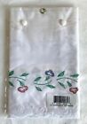 2 White Floral Embroidered Kitchen Curtain Panels 60 x 30