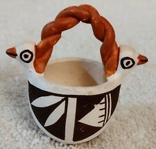 Artist-Signed Acoma Pueblo Pottery Bird Bowl Signed Regina Leno
