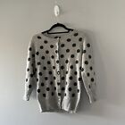 Philosophe Dane Lewis Cashmere Cardigan Sweater Gray Polka Dot Size Small