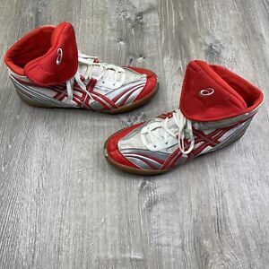 Asics JY401 Split Second V High Top Wrestling Shoes Size 11.5 Red w/ White