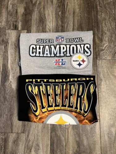 Pittsburgh Steelers T-Shirts Size XL Lot Of 2 Vintage NFL Classic True Fan