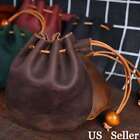 Drawstring Bag Genuine Cow Leather Wallet Coin Pouch Case Purse For Men & Women