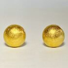 Germany 14K Yellow Gold Brushed Finish 17mm Half Dome Ball Stud Earrings 5.8g