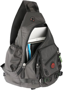 Large Sling Bag Laptop Backpack Cross Body Messenger Bag Shoulder A-Black