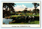 c1920s Cows Scene, Greetings from Lehighton, Pennsylvania PA Unposted Postcard