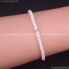 Natural Faceted Round Gemstone 2mm 3mm 4mm Handmade Beads Stretchy Bracelet 925