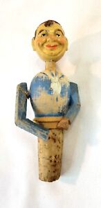 Mechanical Arm Wooden Figure Carved Wood Bottle Stopper Cork Vintage