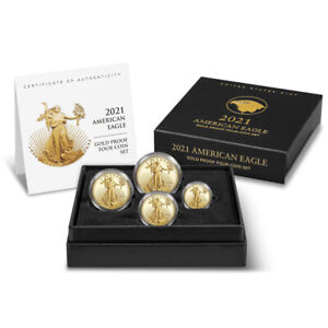 2021-W 4-Coin Proof American Gold Eagle Set (Box, CoA, Type 2)