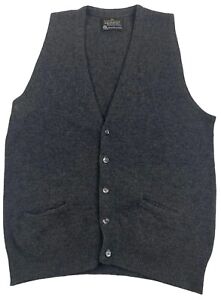 Vtg Puritan Cardigan Mens Medium Pure Virgin Wool  Sweater Gray USA 80s Aquaknit