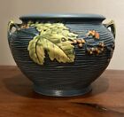 Roseville Jardinier Blue Bushberry 657-6 Vintage 1940s Art Pottery Cottagecore