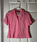 Sag Harbor petite Women's size xs Pink button up blouse short sleeve shirt GUC