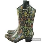 Bops Womens Rubber Cowboy Western Waterproof Rain Boots Size 8 Paisley Floral