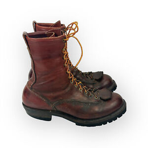 Vintage WESCO  USA Jobmaster Brown Leather Lace Up Logger Boots 12.5 C
