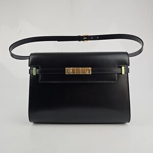 Saint Laurent Manhattan Box Medium Black Leather Shoulder Bag New
