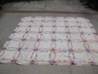 Antique 1930’s Double Wedding Ring Quilt Top 92”x96” Hand Stitched Great Fabrics