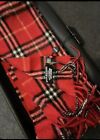 VINTAGE BURBERRY LONDON 100% LAMBSWOOL SCARF MADE IN ENGLAND 12X60” Red Plaid