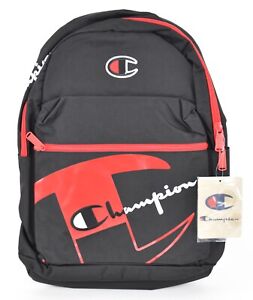 Champion Youth Backpack School Bag Pack Black Red Vintage Logo Supersize X51