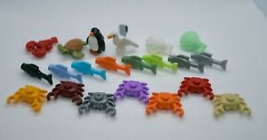 Lego Animal Water, Ocean, Sea - Penguin Seagull Fish Clam Turtle Lobster Crab