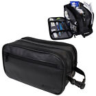 Mens Toiletry Bag with Zipper PU Leather Case Organizer Portable Travel Dopp Kit