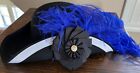 Reproduction Colonial/17-18th Century TRICORN hat with blue feather and cockade!
