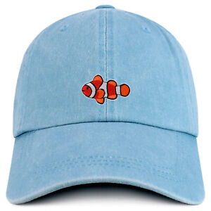 Clown Fish Embroidered Patch Pigment Dyed Baseball Cap - FREE SHIPPING