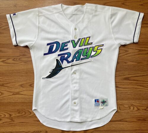 RICH BUTLER TAMPA BAY DEVIL RAYS BASEBALL JERSEY AUTHENTIC 44 LARGE SEWN RUSSELL