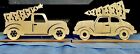 christmas decorations (W 4” X L 8”) Vehicles with Christmas trees. Wood