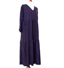 Women's GUDRUN SJODEN Grey & Purple Striped Long Sleeve Dress Size L