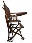 Antique Press Back Oak Baby High Chair Stroller