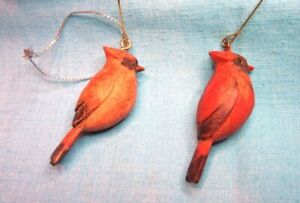 Vintage Red Winter Cardinal Bird hanging Christmas Ornaments 2