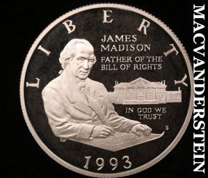 1993-S James Madison Commemorative Silver Half Dollar - Gem Proof Lustrous #V749