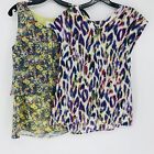Lot of 2 - CAbi Small Smart Casual Office Shirts Floral Plume Top Positano Tank