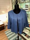Sag Harbor 3/4 Sleeve Blue Jacket/Blazer Size XL Open Front